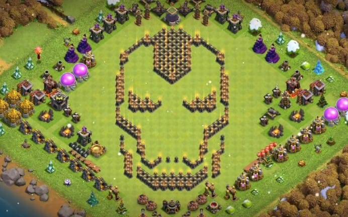 Troll Base TH9 with Link - Funny, Troll & Art Base Layout - Clash of Clans #2