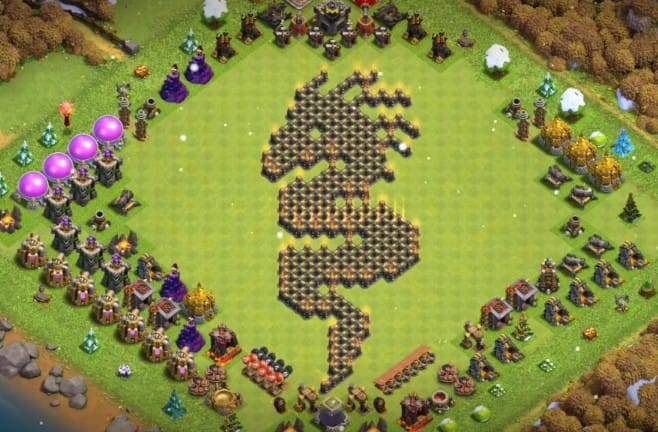 Troll Base TH9 with Link - Funny, Troll & Art Base Layout - Clash of Clans #3