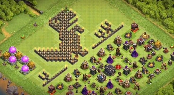 Troll Base TH9 with Link - Funny, Troll & Art Base Layout - Clash of Clans #12