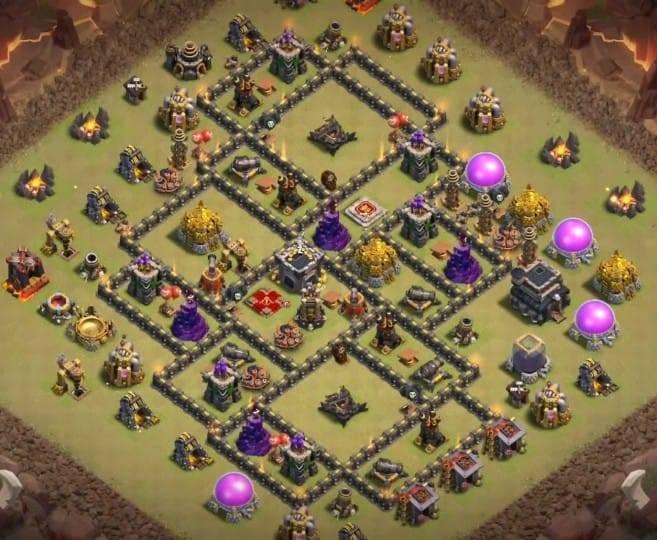 War Base TH9 with Link CWL War Base Layout - Clash of Clans #7