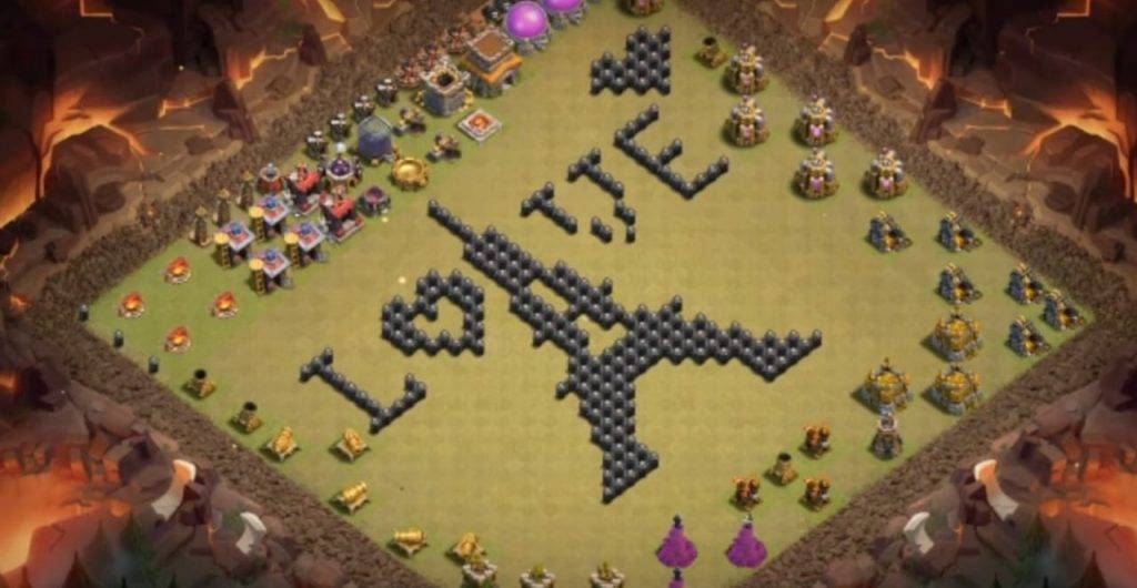 Troll Base TH8 with Link - Funny, Troll & Art Base Layout - Clash of Clans, #4