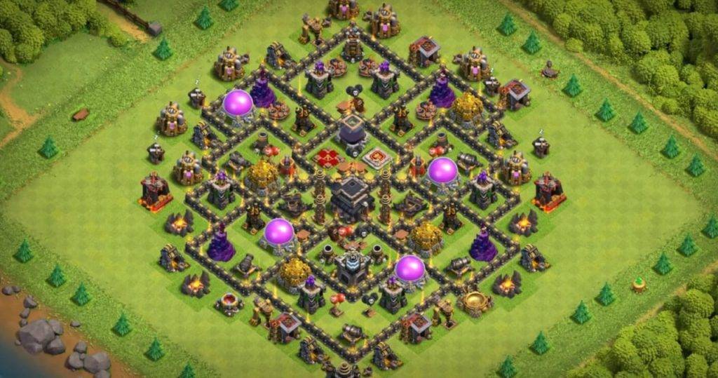 Trophy / Defense Base TH9 With Link TH9 Layout - Clash of Clans - #3