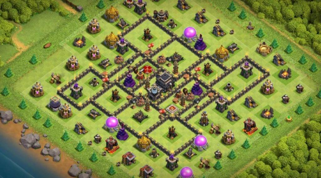 Trophy / Defense Base TH9 With Link TH9 Layout - Clash of Clans - #6