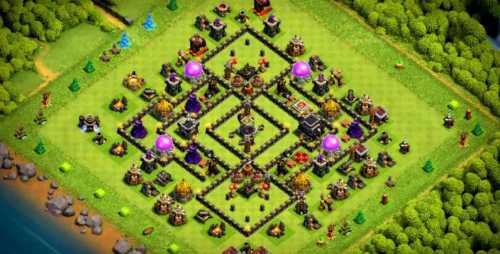 Farming Base TH9 With Link Max, Hybrid - Layout  Plan  Design - Clash of Clans  - #1