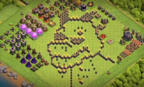 Troll Base TH9 with Link - Funny, Troll  Art Base Layout - Clash of Clans #14