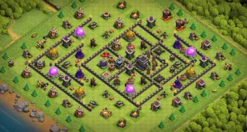 Trophy / Defense Base TH9 With Link TH9 Layout - Clash of Clans - #5