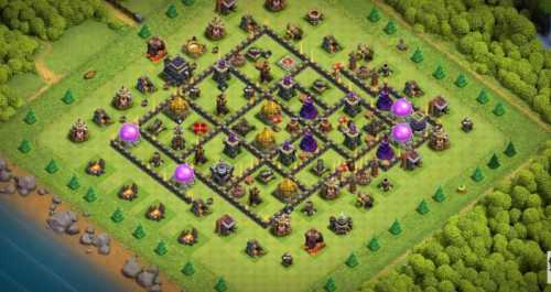 Trophy / Defense Base TH9 With Link TH9 Layout - Clash of Clans - #7