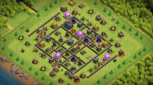 Trophy / Defense Base TH9 With Link TH9 Layout - Clash of Clans - #8