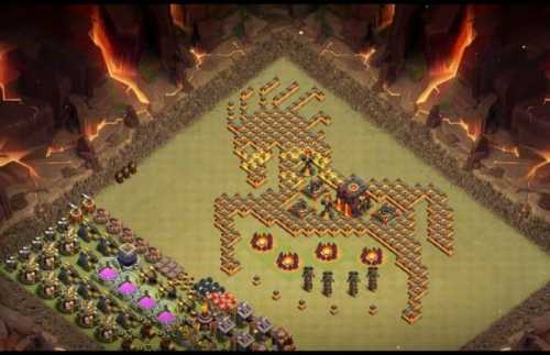 Troll-Base-TH10-with-Link-Funny-Troll-Art-Base-Layout-Clash-of-Clans-10