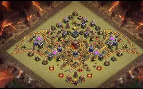 Troll-Base-TH10-with-Link-Funny-Troll-Art-Base-Layout-Clash-of-Clans-2