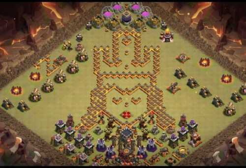 Troll-Base-TH10-with-Link-Funny-Troll-Art-Base-Layout-Clash-of-Clans-6