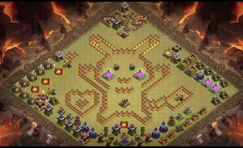 Troll-Base-TH10-with-Link-Funny-Troll-Art-Base-Layout-Clash-of-Clans-7